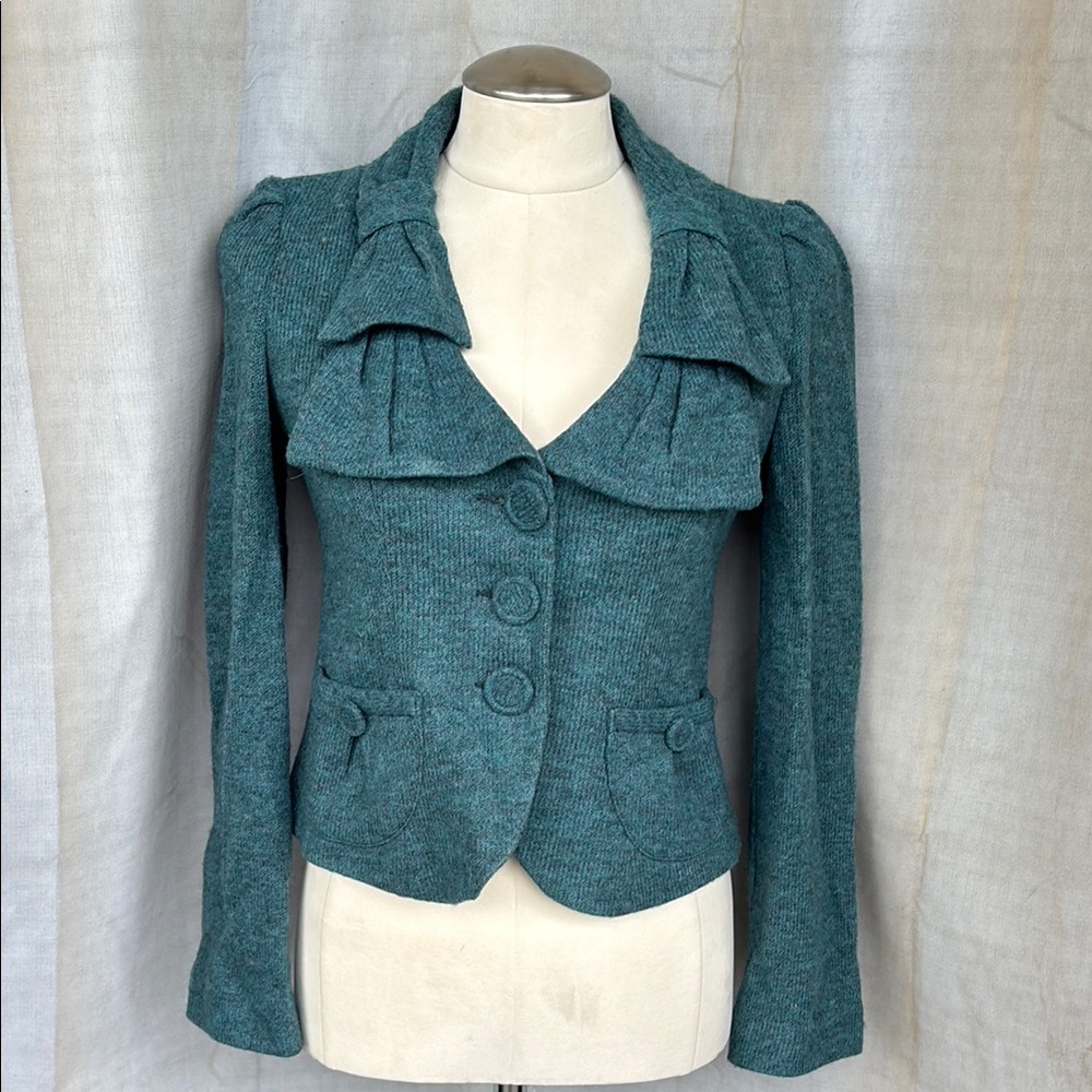Nanette Lepore Green Blazer with Structured Shoulders